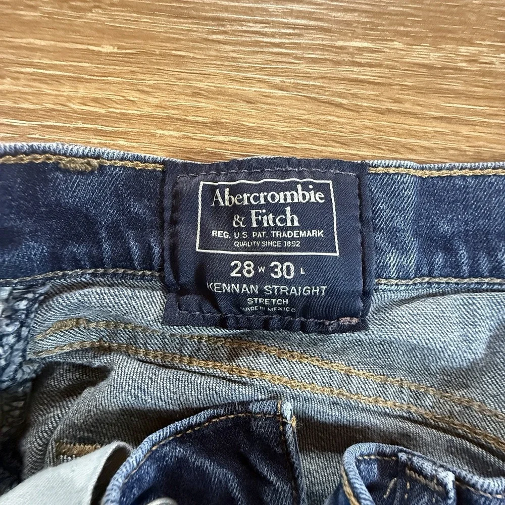 Abercrombie & Fitch Kennan Straight Jeans Men's 28x30 Stretch Medium Wash Casual